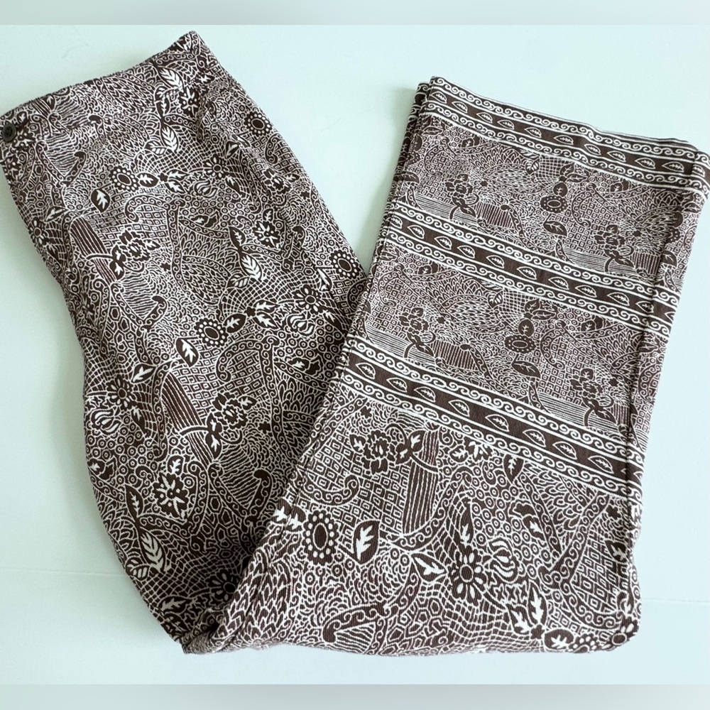 Julia Amory Printed Bell Pants Brown / White Size M